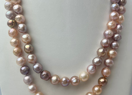 14/16/18/20/22 Inches Hand Knotted 8mm AAA Natural Mauve Pink Color Freshwater Barouque Pearl Necklace With Silver Cross Clasp #P2457