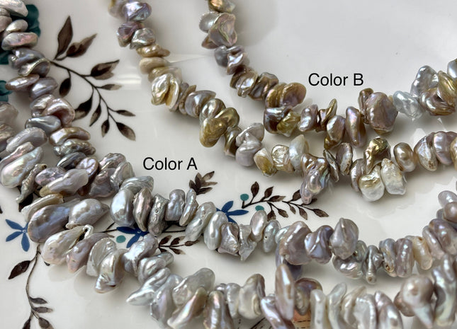 10-12 mm Natural Seaweed Pink Mauve Mixed Keshi Freshwater Pearl Beads Rare Top Drilled Chips Genuine Freshwater Pearls #P2444