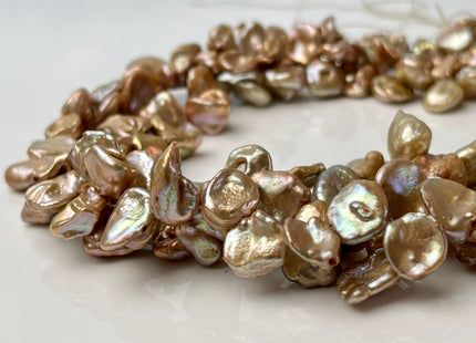 10x12 mm AA Champagne Color Freshwater Keshi Pearl Beads Genuine High Luster Taupe Color Keshi Top Drilled Pearls #P2412
