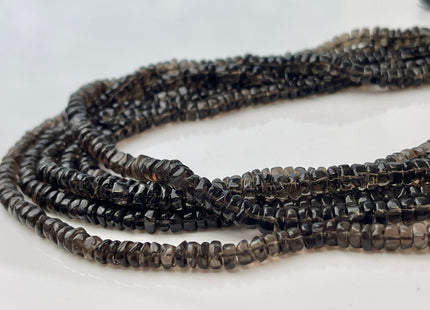 4-6 mm Natural Smoky Quartz Smooth Heishi Tyre Gemstone Beads 13 Inches Strand #4407