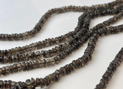 4-6 mm Natural Smoky Quartz Smooth Heishi Tyre Gemstone Beads 13 Inches Strand #4407