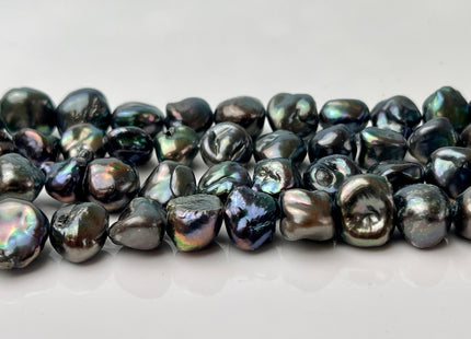 11-15 mm Green Peacock Color Keshi Nugget Freshwater Pearl Beads Genuine Rare Keshi Center Drilled Pearls B Grade #P2459