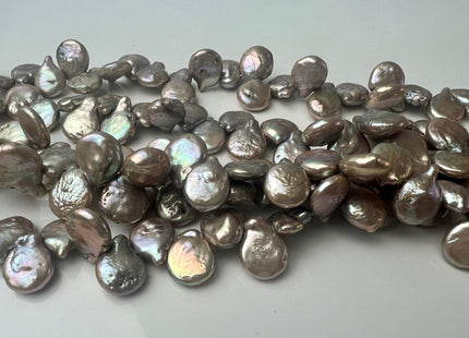 10-11 x 12-13 mm Top Drilled Teardrop Coin Freshwater Pearl Beads Silver Gray OR Champagne, Genuine Cultured Coin Pearl Beads #583