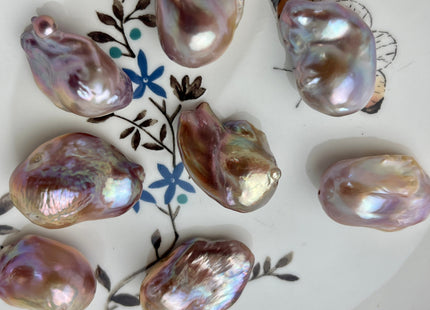 One Piece 15-18x18-28 mm AAAAA Jumbo Natural Mauve Pink Baroque Pearl Super High Luster Full Drilled Large Hole Baroque Pearl #P2484