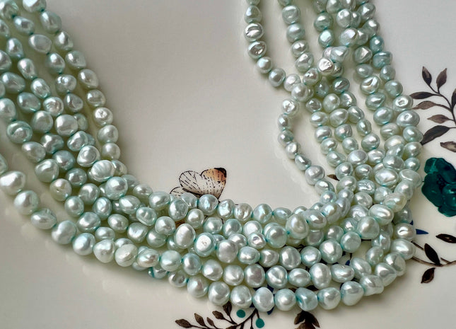 6-7 mm AAA Aqua Blue Green Color Freshwater Nugget Keshi Pearl Beads Genuine High Luster Keshi Freshwater Pearls #P2460