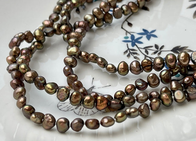 72 Inches 6-7 mm Copper Brown Genuine Freshwater Pearl Necklaces Hand Knotted Long Necklaces #P2455