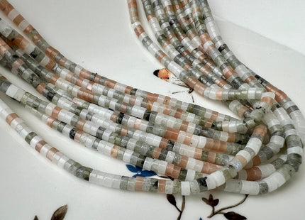 2x4mm Natural Smooth Heishi Multi Color Moonstone Bead Genuine Natural White Peach Coffee Gray Moonstone #4430