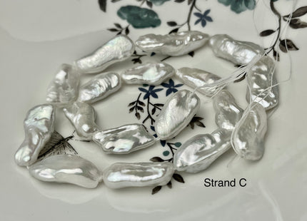 One-Of-A-Kind 12x17-25 mm AAAAA Very Rare Natural White Freshwater Keshi Pearl Genuine High Luster Keshi Nugget Pearls #P2477