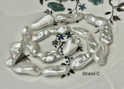 One-Of-A-Kind 12x17-25 mm AAAAA Very Rare Natural White Freshwater Keshi Pearl Genuine High Luster Keshi Nugget Pearls #P2477