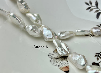 One-Of-A-Kind 12x17-25 mm AAAAA Very Rare Natural White Freshwater Keshi Pearl Genuine High Luster Keshi Nugget Pearls #P2477