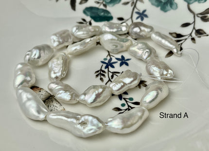 One-Of-A-Kind 12x17-25 mm AAAAA Very Rare Natural White Freshwater Keshi Pearl Genuine High Luster Keshi Nugget Pearls #P2477