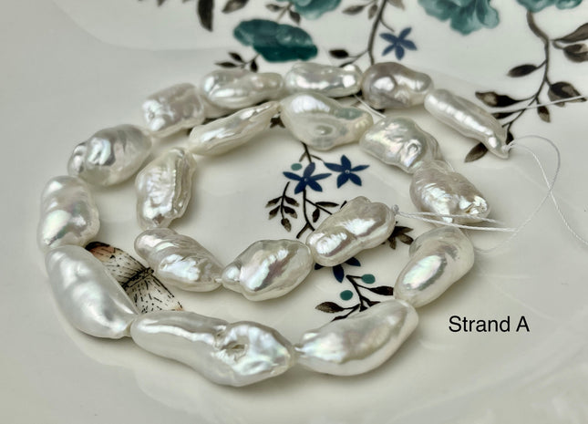 One-Of-A-Kind 12x17-25 mm AAAAA Very Rare Natural White Freshwater Keshi Pearl Genuine High Luster Keshi Nugget Pearls #P2477
