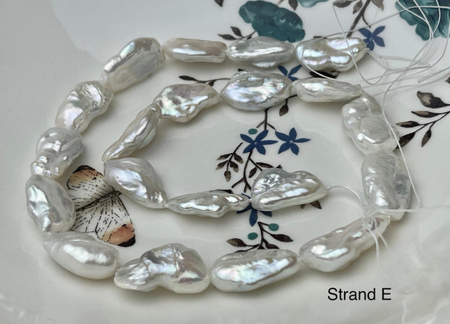 One-Of-A-Kind 12x17-25 mm AAAAA Very Rare Natural White Freshwater Keshi Pearl Genuine High Luster Keshi Nugget Pearls #P2477