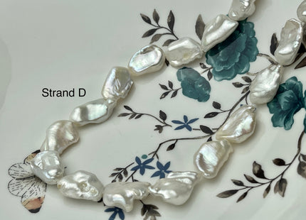 One-Of-A-Kind 12x17-25 mm AAAAA Very Rare Natural White Freshwater Keshi Pearl Genuine High Luster Keshi Nugget Pearls #P2477