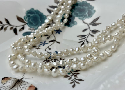 72 Inches 6-7 mm AAA Natural White Nugget Freshwater Pearl Necklace Bridal Pearl Necklace Genuine Pearl Long Necklaces #P2478