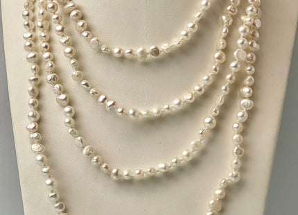 72 Inches 6-7 mm AAA Natural White Nugget Freshwater Pearl Necklace Bridal Pearl Necklace Genuine Pearl Long Necklaces #P2478