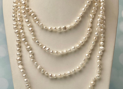 72 Inches 6-7 mm AAA Natural White Nugget Freshwater Pearl Necklace Bridal Pearl Necklace Genuine Pearl Long Necklaces #P2478