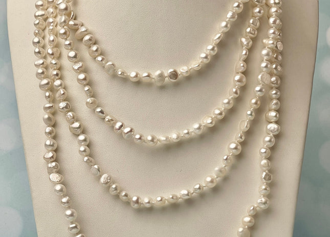 72 Inches 6-7 mm AAA Natural White Nugget Freshwater Pearl Necklace Bridal Pearl Necklace Genuine Pearl Long Necklaces #P2478