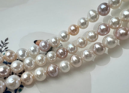 9.5-11 mm AAA Rare Extra Shiny Natural White Mauve Pink Potato Freshwater Pearl Beads Genuine High Luster Quality Bridal Pearls #P2481