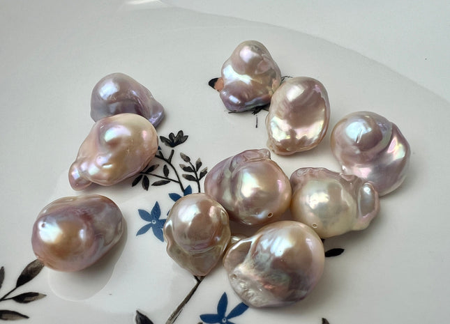 One Piece 15-18x18-28 mm AAAAA Jumbo Natural Mauve Pink Baroque Pearl Super High Luster Full Drilled Large Hole Baroque Pearl #P2484