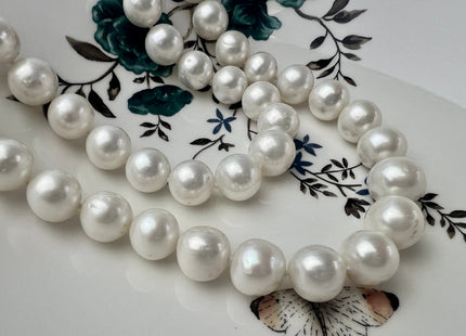 17.5 Inches 11.5-12 mm AA Natural White Potato Freshwater Pearl Necklace Genuine Hand Knotted Bridal Pearl Necklace #P2482-C