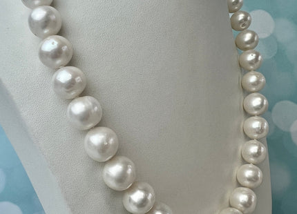 17.5 Inches 11.5-12 mm AA Natural White Potato Freshwater Pearl Necklace Genuine Hand Knotted Bridal Pearl Necklace #P2482-C