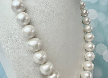 17.5 Inches 11-12 mm AA Natural White Potato Freshwater Pearl Necklace Genuine Hand Knotted Bridal Pearl Necklace #P2482-A
