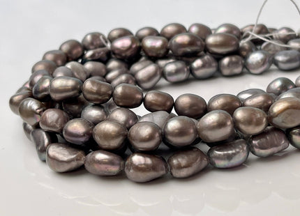 7x9 mm Charcoal Gray Color Rice Nugget Freshwater Pearl Beads Genuine Smooth Freshwater Rice Nugget Pearls 33 Pieces #P2488