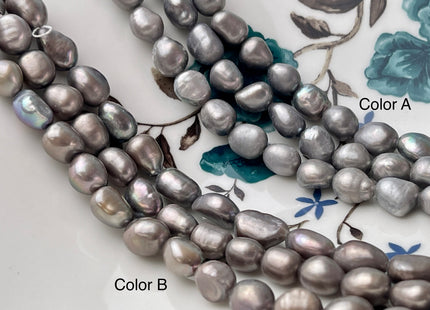 7x9 mm Charcoal Gray Color Rice Nugget Freshwater Pearl Beads Genuine Smooth Freshwater Rice Nugget Pearls 33 Pieces #P2488