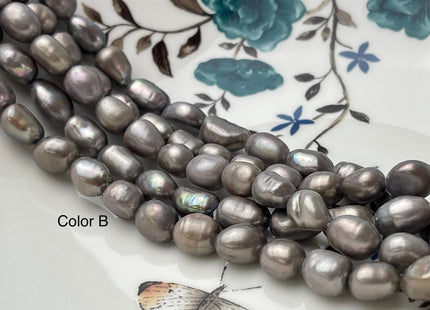 7x9 mm Charcoal Gray Color Rice Nugget Freshwater Pearl Beads Genuine Smooth Freshwater Rice Nugget Pearls 33 Pieces #P2488