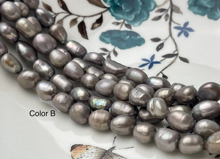 7x9 mm Charcoal Gray Color Rice Nugget Freshwater Pearl Beads Genuine Smooth Freshwater Rice Nugget Pearls 33 Pieces #P2488