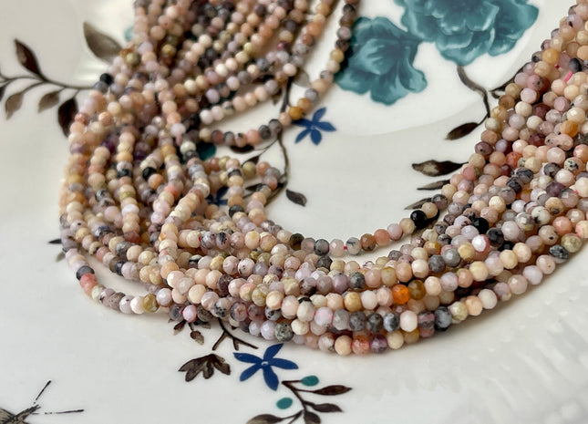 2x3mm Faceted Rondelle Tiny Pink Opal Gemstone Beads 13 Inches Strand #4316