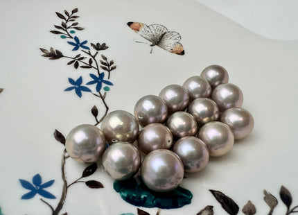 One Piece AAA 11.5 mm Top Quality High Luster Half Drilled Round Edison Freshwater Pearl Genuine Gray Color With Pink Luster Pearl #P2465
