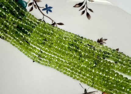 4-6 mm AAA Natural Color Faceted Rondelle Peridot Gemstone Beads Top Quality Green Peridot Gemstone Beads #4411