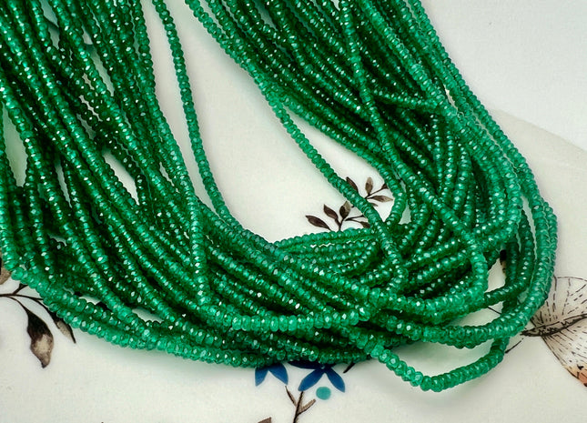 2.5 mm AAA Faceted Rondelle Tiny Green Strawberry Quartz Gemstone Beads Genuine Gemstone Loose Beads 13 Inches Strand #4410