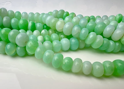 9-10 mm Natural Smooth Rondelle Parrot Green Opal Large Hole Gemstone Beads Hole Size 1.0mm Genuine Peruvian Green Opal 8 Inches #4412