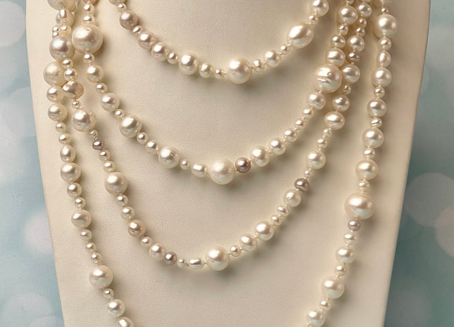 64 Inches 4-9 mm AAA Natural White Potato Freshwater Pearl Necklace Bridal Pearl Necklace Genuine Pearl Long Necklaces #P2466
