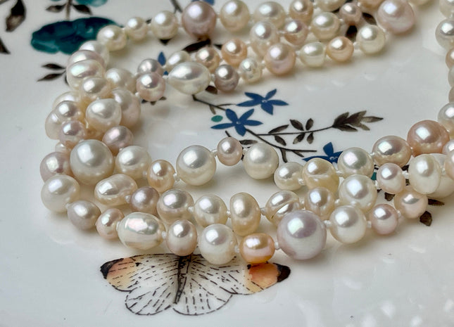 72 Inches 5-8 mm AAA Natural Mixed White Pink Potato Freshwater Pearl Necklace Bridal Pearl Necklace Genuine Pearl Long Necklaces #P2467