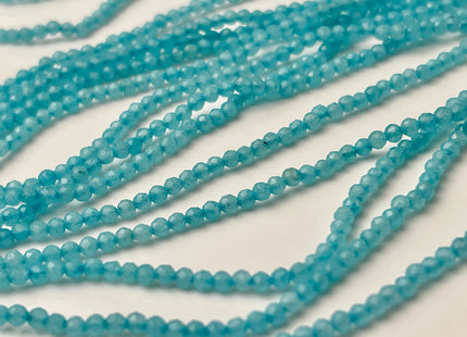 2 mm Faceted Round Tiny Blue Chalcedony Gemstone Beads Genuine Natural Chalcedony Loose Beads 12 Inches Strand #4413