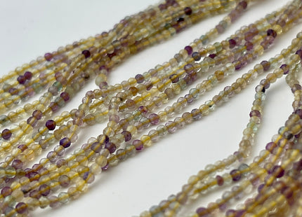 2 mm Faceted Round Tiny Yellow Fluorite Gemstone Beads Genuine Natural Fluorite Loose Beads 12.5 Inches Strand #4415