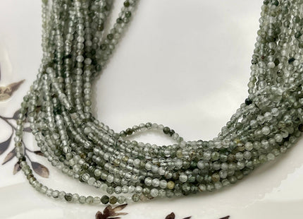 2 mm Faceted Round Tiny Green Moss Agate Gemstone Beads Genuine Natural Moss Agate Loose Beads 13 Inches Strand #4416