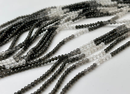 2 mm Faceted Round Tiny Shaded White Gray Black Quartz Gemstone Beads Genuine Natural Quartz Loose Beads 12.5 Inches Strand #4417