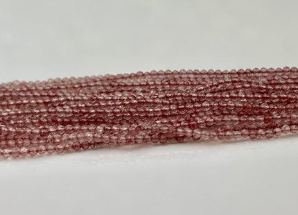 2 mm Faceted Round Tiny Pink Strawberry Quartz Gemstone Beads Genuine Natural Strawberry Quartz Loose Beads 13 Inches Strand #4420