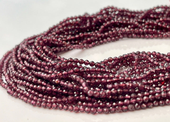 2-2.5 mm Faceted Round Tiny Red Garnet Gemstone Beads Genuine Natural Garnet Loose Beads 12.5 Inches Strand #4421