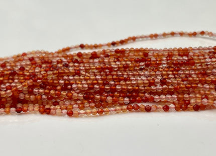 2 mm Faceted Round Tiny Shaded Orange Red Carnelian Gemstone Beads Genuine Natural Carnelian Loose Beads 13 Inches Strand #4422