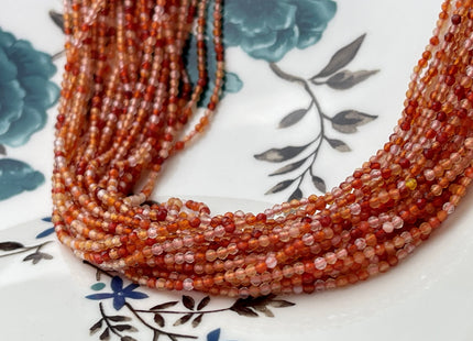 2 mm Faceted Round Tiny Shaded Orange Red Carnelian Gemstone Beads Genuine Natural Carnelian Loose Beads 13 Inches Strand #4422