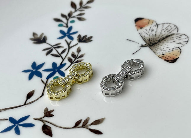 8x18 mm 925 Sterling Silver/Gold Shiny Oval Shape Design Clasp Sterling Silver Findings With CZ Silver Clasps #10297