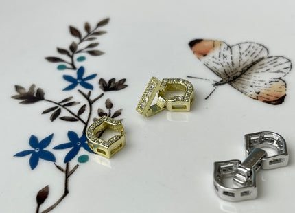 10x11 mm 925 Sterling Silver/Gold Shiny Floral Shape Design Clasp Sterling Silver Findings With CZ Silver Clasps #10299