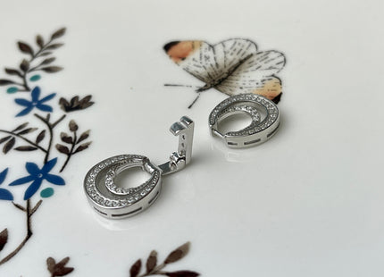 11x22 mm or 12x25 mm 925 Sterling Silver Shiny Oval Shape Design Clasp Sterling Silver Findings With CZ Silver Clasps #10295