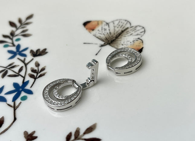 11x22 mm or 12x25 mm 925 Sterling Silver Shiny Oval Shape Design Clasp Sterling Silver Findings With CZ Silver Clasps #10295
